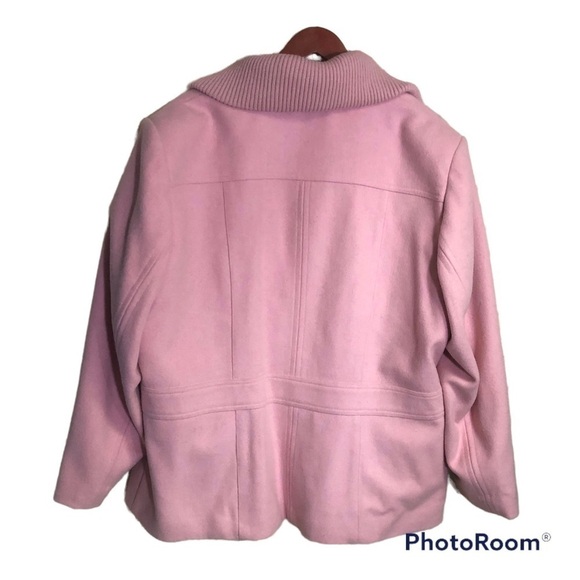 VENEZIA Pink Wool Blend Zip Jacket Pea Coat with Sweater Collar size 22/24 - Picture 2 of 6